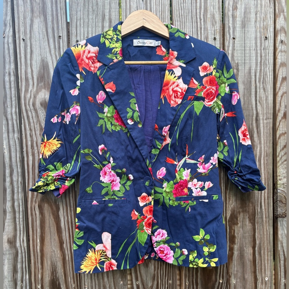 Sunny Girl Vibrant Floral Blazer